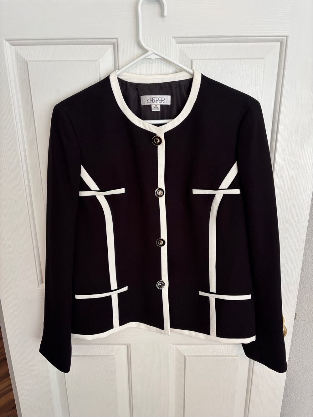 Kasper Black Jacket with White Trim